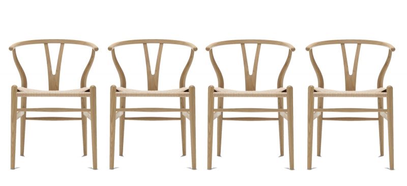 CH24 Wishbone Chair / Y-Chair chaise Chêne savonné 4-er Set Carl Hansen & Søn